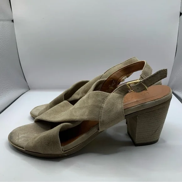 Mariella Woman’s Beige Suede Leather Sling Back Sandals Size 9 - Picture 5 of 10